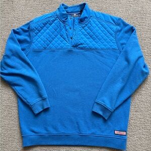 Vineyard Vines Men's Vibrant Blue Quilted Crewneck Pullover